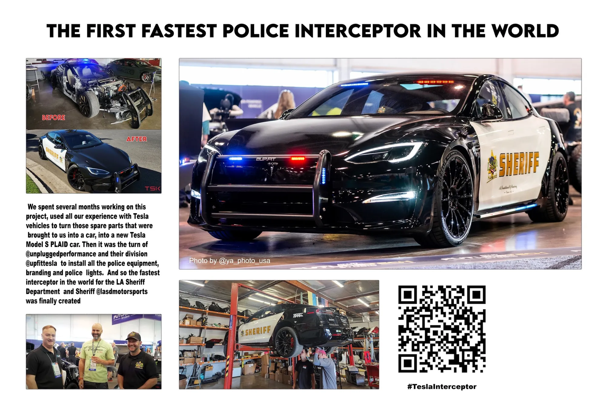 TSK-built Tesla Model S Plaid Sheriff police interceptor, before-and-after build process shown