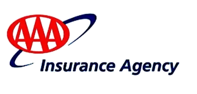 AAA Insurance Agency logo, red oval with blue swoosh design
